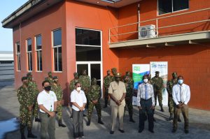 Group photo of Trinidad and Tobago Defence Force personnel with Habitat and Proman representatives at the launch of the Training Programme. 